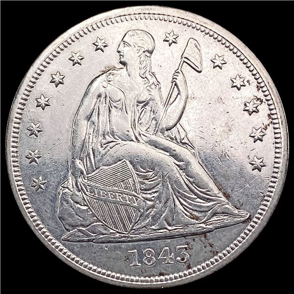 1843 Seated Liberty Dollar CHOICE AU