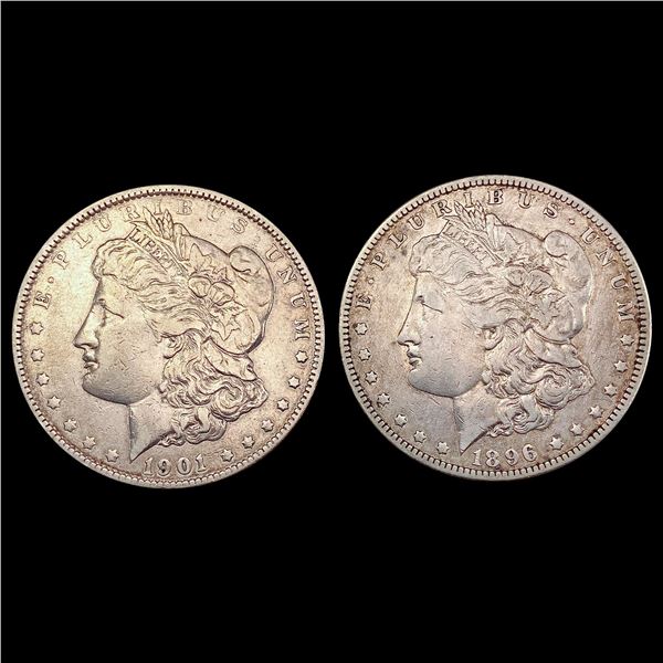 1896-1901 Morgan Silver Dllar Lot [2 Coins] LIGHTLY CIRCULATED