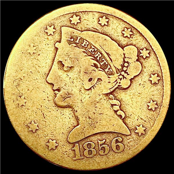1856-S $5 Gold Half Eagle NICELY CIRCULATED