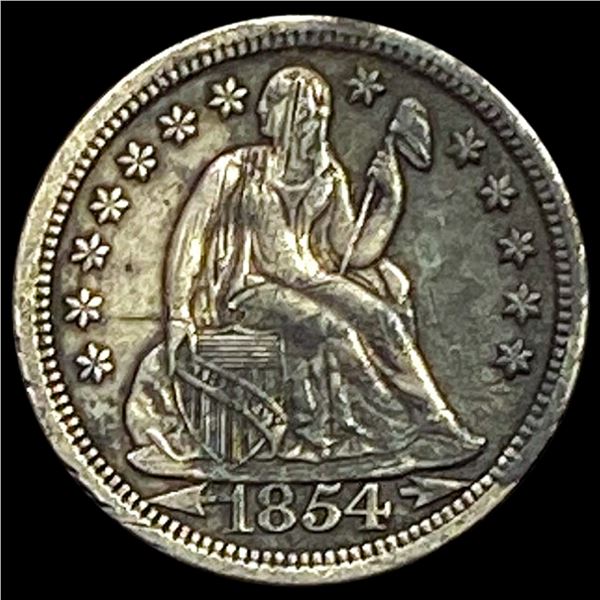 1854-O Arrows Seated Liberty Dime LIGHTLY CIRCULATED