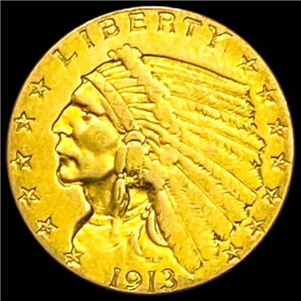 1913 $2.50 Gold Quarter Eagle CLOSELY UNCIRCULATED