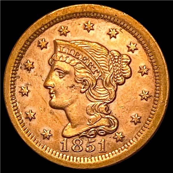 1851 Red Braided Hair Large Cent UNCIRCULATED