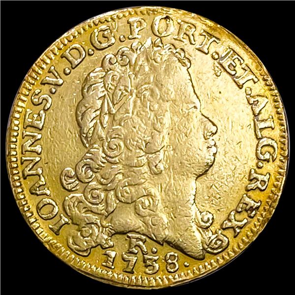 1738-R Portuguese Emp. Rio Gold 6400 Reis 0.4229oz LIGHTLY CIRCULATED