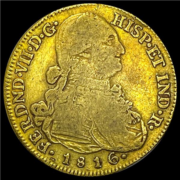 1816 Colombia Gold 8 Escudos 0.7615oz LIGHTLY CIRCULATED
