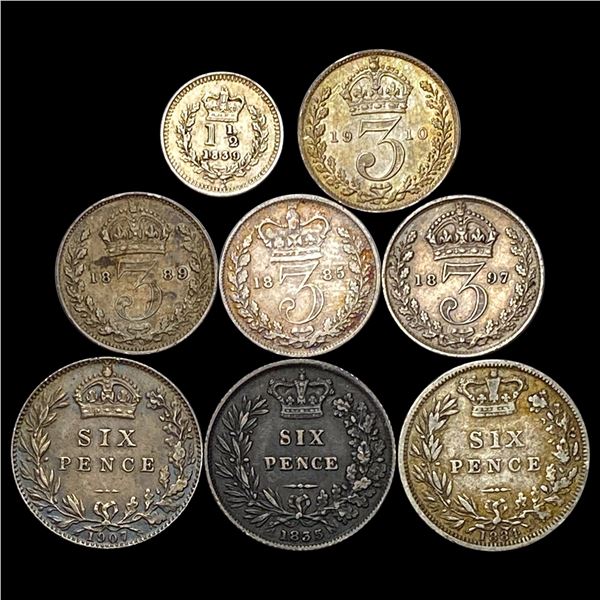 1835-1910 Gr. Britain Silver Coinage Lot [7 Coins] CLOSELY UNCIRCULATED