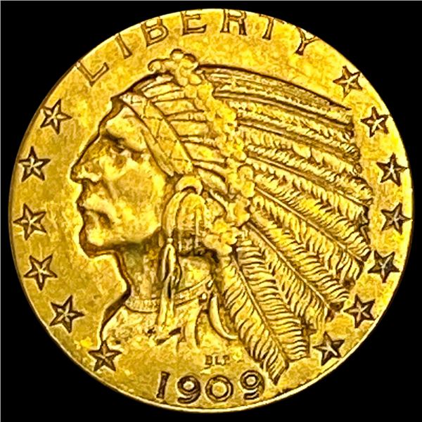 1909 $5 Gold Half Eagle NEARLY UNCIRCULATED
