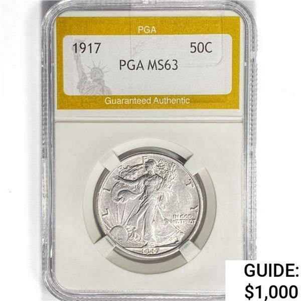 1917 Walking Liberty Half Dollar PGA MS63