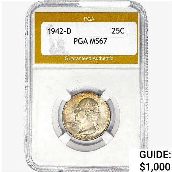 1942-D Washington Silver Quarter PGA MS67