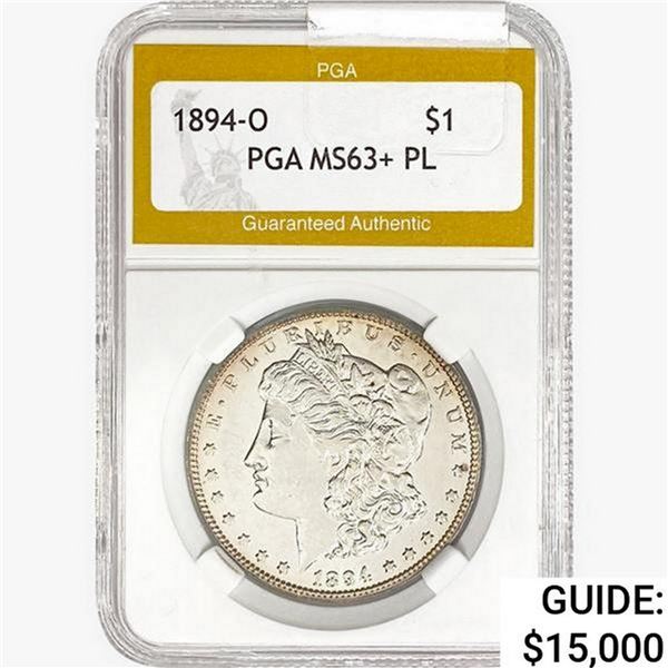 1894-O Morgan Silver Dollar PGA MS63+ PL