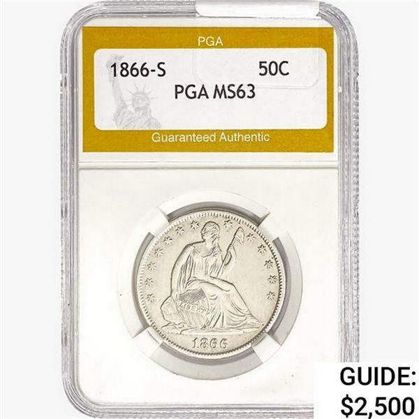 1866-S Seated Liberty Half Dollar PGA MS63
