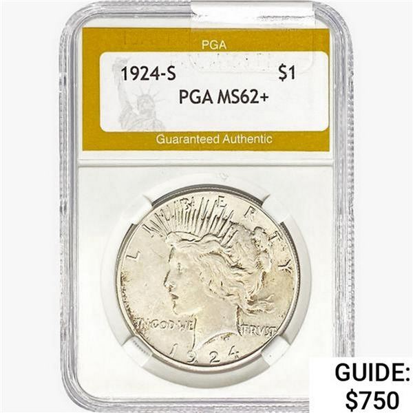 1924-S Silver Peace Dollar PGA MS62+