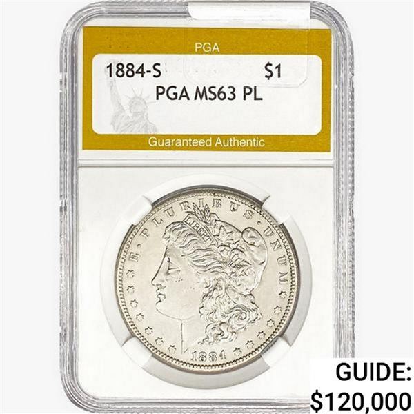 1884-S Morgan Silver Dollar PGA MS63 PL