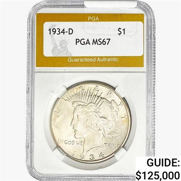 1934-D Silver Peace Dollar PGA MS67