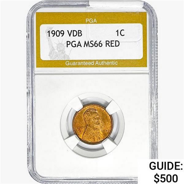 1909 VDB Wheat Cent PGA MS66 RED