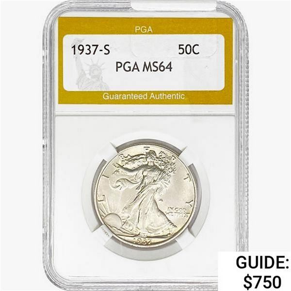 1937-S Walking Liberty Half Dollar PGA MS64