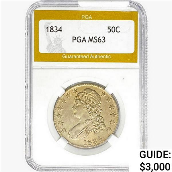 1834 Capped Bust Half Dollar PGA MS63