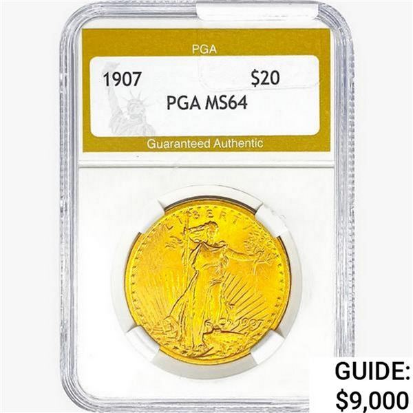 1907 $20 Gold Double Eagle PGA MS64
