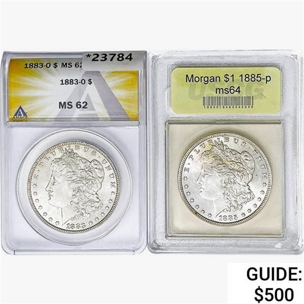 [2]1884-1885 Morgan Silver Dollar ANACS/USCG MS62-64