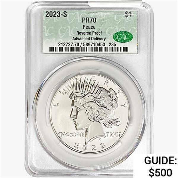 2023-S Silver Peace Dollar CAC PR70 Reverse Proof