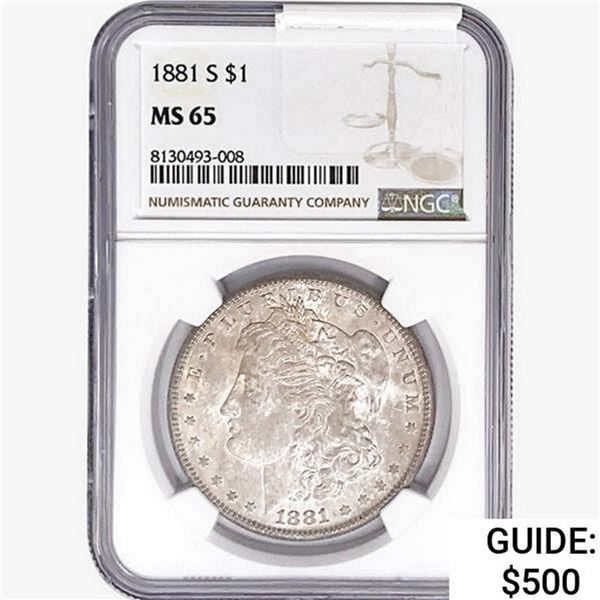 1881-S Morgan Silver Dollar NGC MS65