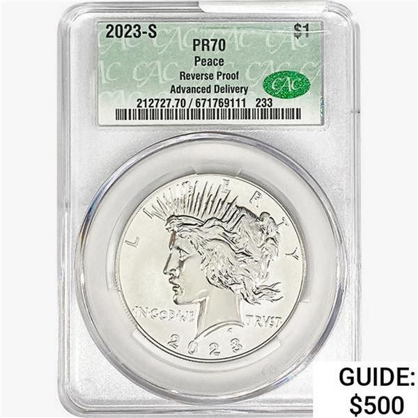 2023-S Silver Peace Dollar CAC PR70 Reverse Proof