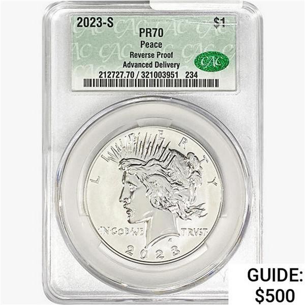 2023-S Silver Peace Dollar CAC PR70 Reverse Proof
