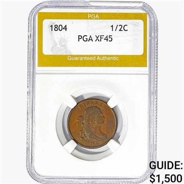 1804 Draped Bust Half Cent PGA XF45