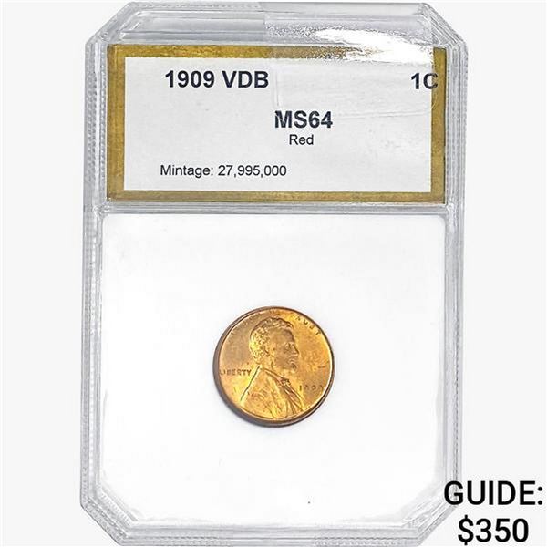 1909 VDB Wheat Cent PCI MS64 RED