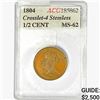 Image 1 : 1804 Draped Bust Half Cent ACG MS62 Crosslet-4 Stemless
