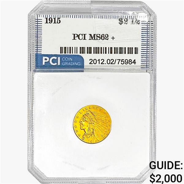1915 $2.50 Gold Quarter Eagle PCI MS62+