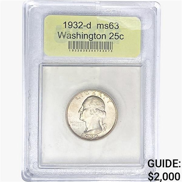 1932-D Washington Silver Quarter USCG MS63