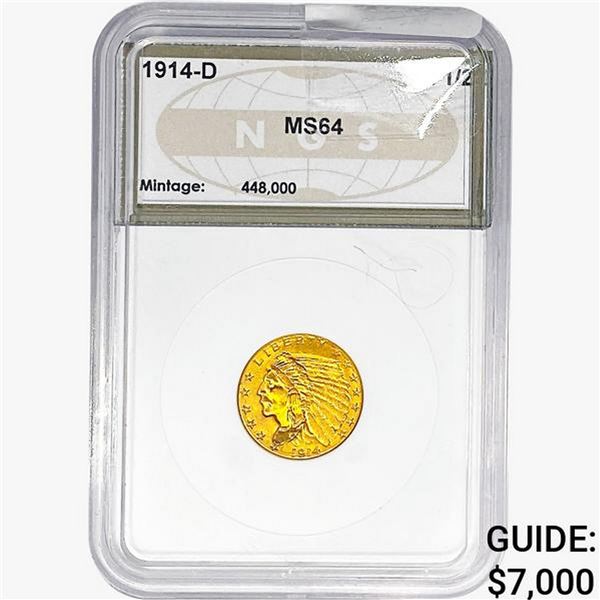 1914-D $2.50 Gold Quarter Eagle NGS MS64
