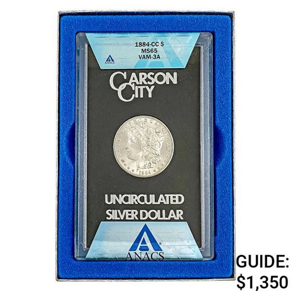 1884-CC Morgan Silver Dollar ANACS MS65 GSA VAM3A