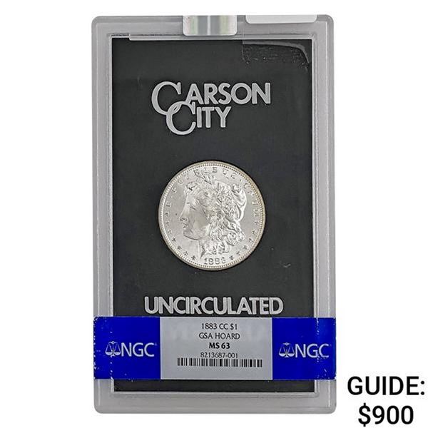 1883-CC Morgan Silver Dollar NGC MS63 GSA