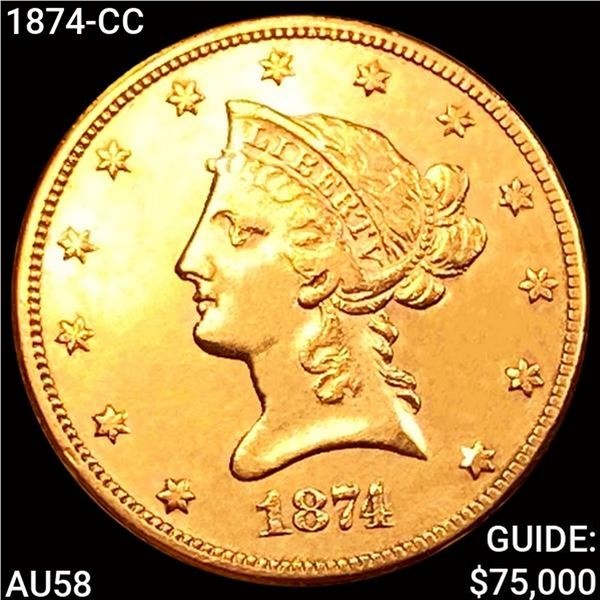 1874-CC $10 Gold Eagle CHOICE AU