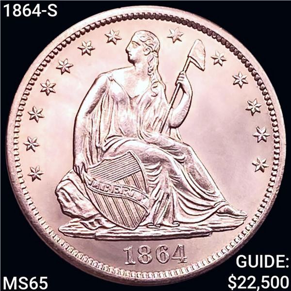 1864-S Seated Liberty Half Dollar GEM BU
