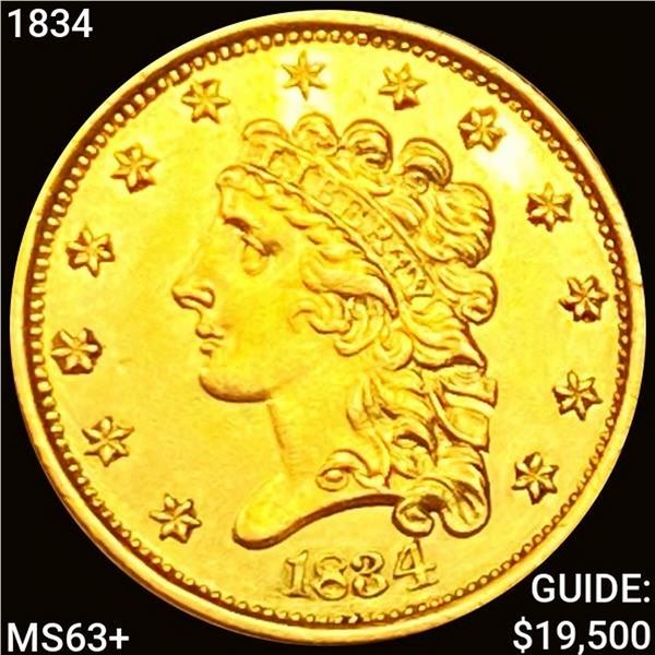 1834 $2.50 Gold Quarter Eagle CHOICE BU+