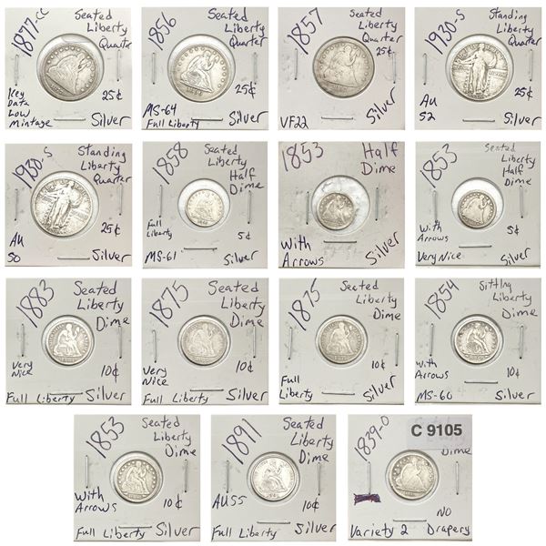 [15] 1839-1930 Seated Liberty Coinage Lot