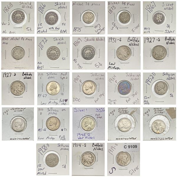 [23] 1865-1979 US 3 Cent and Nickel Lot