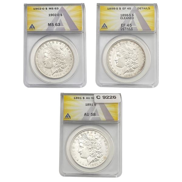 [3] 1891-1902 U.S. Certified Coin Lot