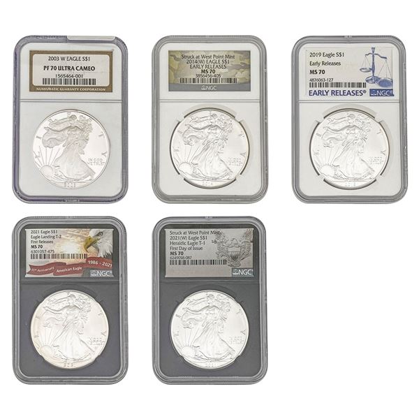 [5]2003-2021 Silver Eagle NGC MS/PF70