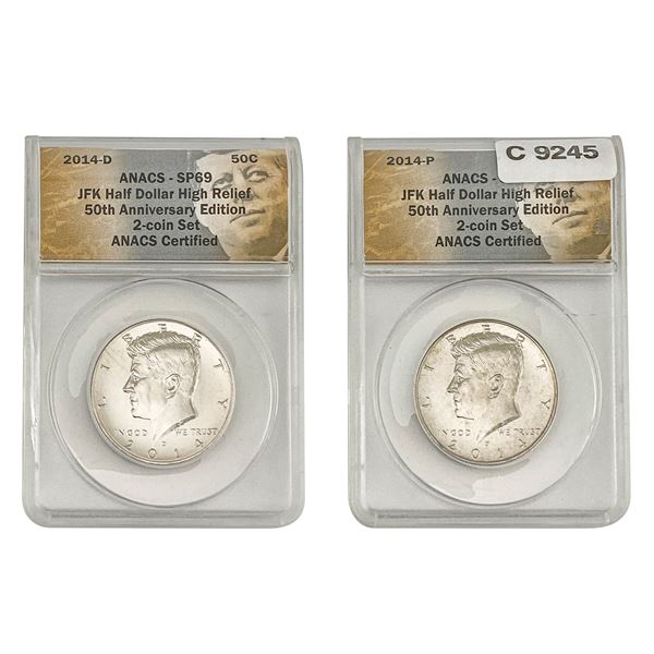[2] 2014-P/D Kennedy Half Dollar ANACS SP69
