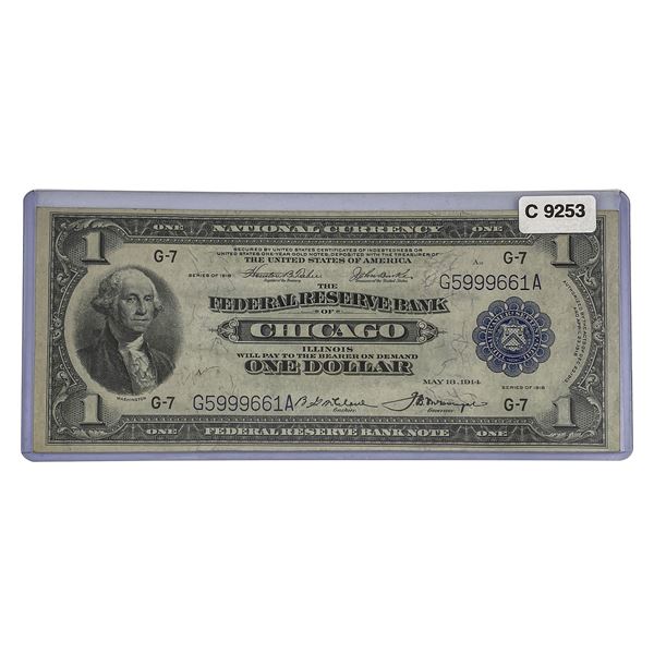 1914 $1 Federal Reserve Note - Bank of Chicago