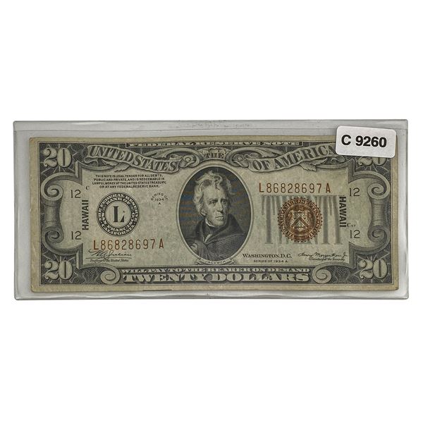 1934-A $20 Hawaii Federal Reserve Note