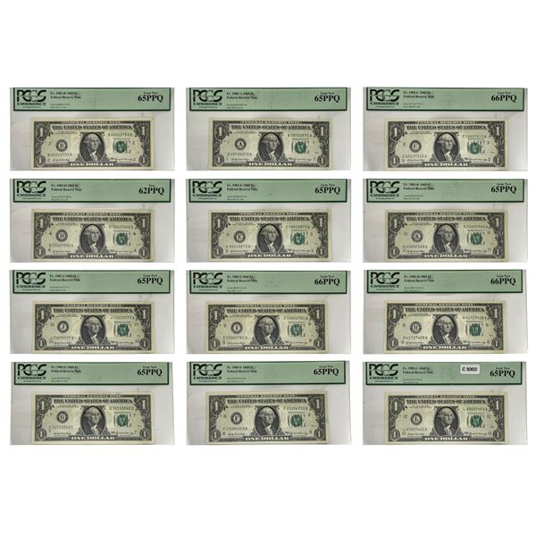 1969 [12] 1903-L 1969 $1 Federal Reserve  PCGS Gem New65-66 PPQ