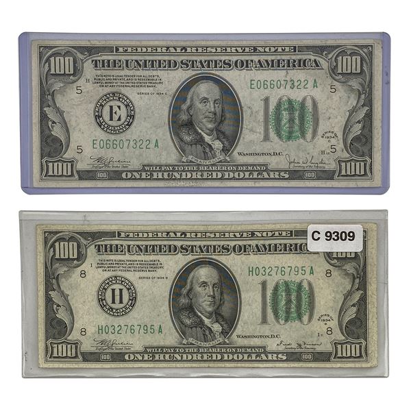 1934 [2] U.S. $100 Note Lot