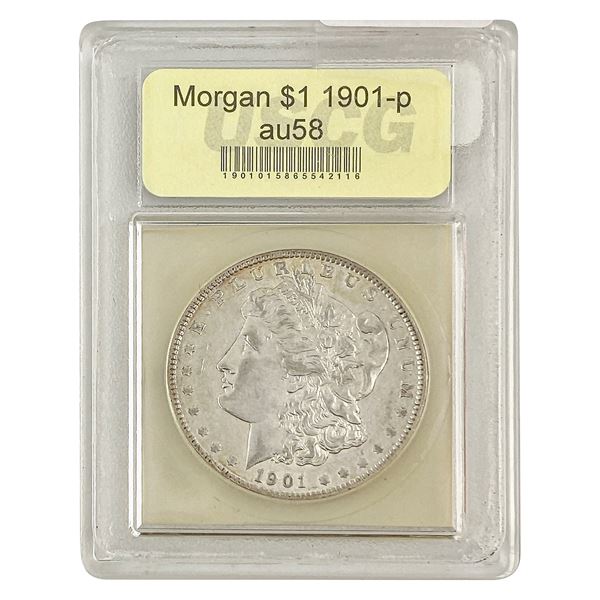1901 Morgan Silver Dollar USCG AU58