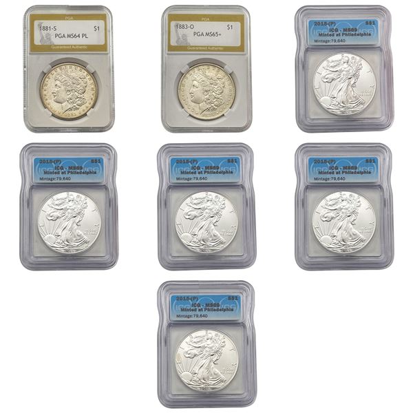 [7] 1881-2015 Certified Silver Dollar Lot PGA/ICG