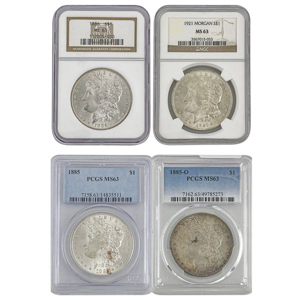 [4] 1885-1921 Morgan Silver Dollar Lot PCGS/NGC MS63