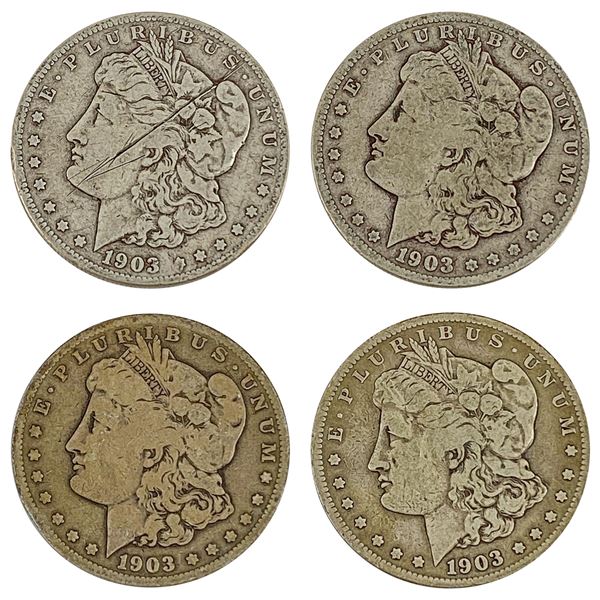 [4] 1903-S Morgan Silver Dollar Lot LIGHTLY CIRCULATED